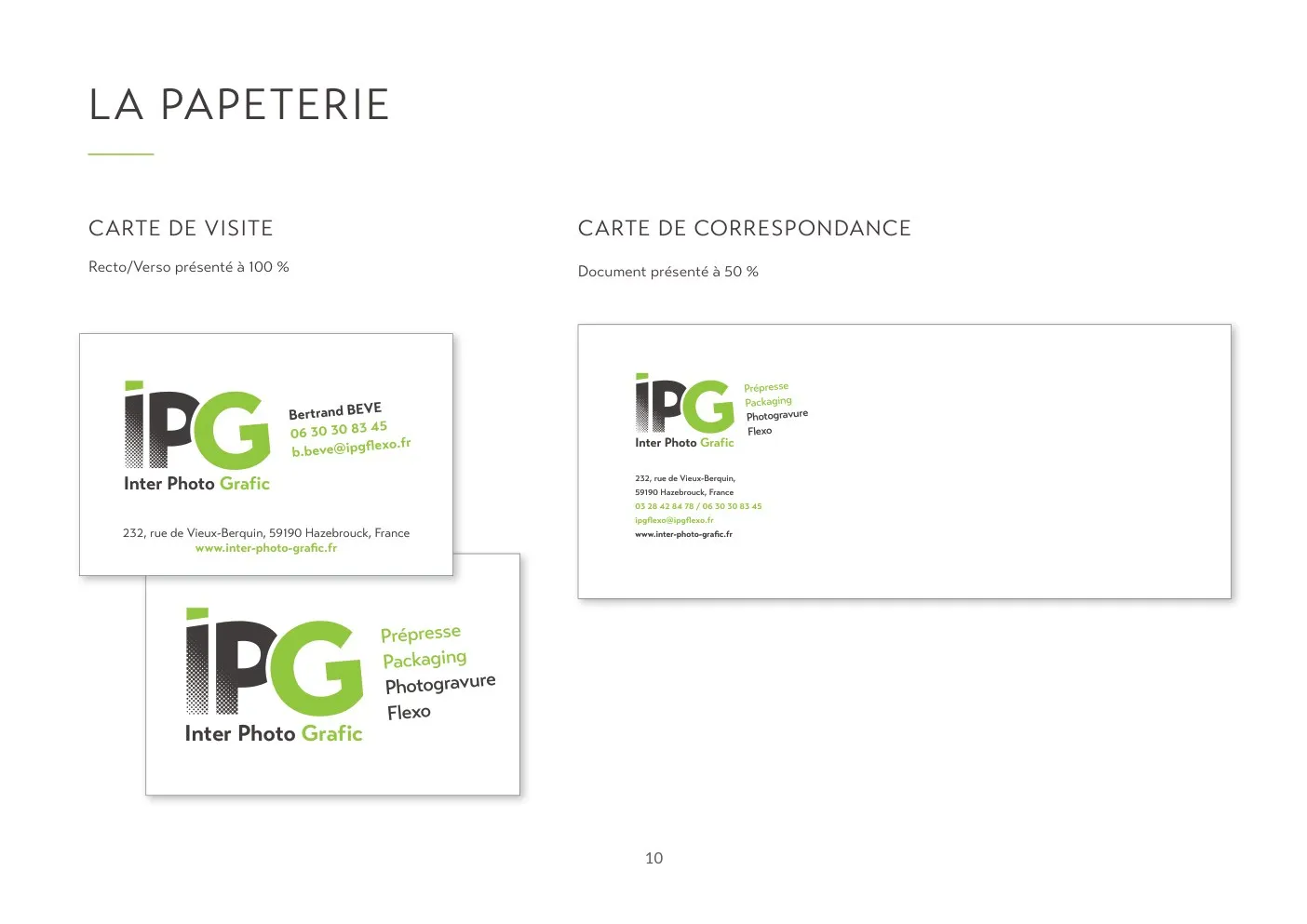 Papeterie IPG Inter Photo Grafic : carte de visite et carte de correspondance